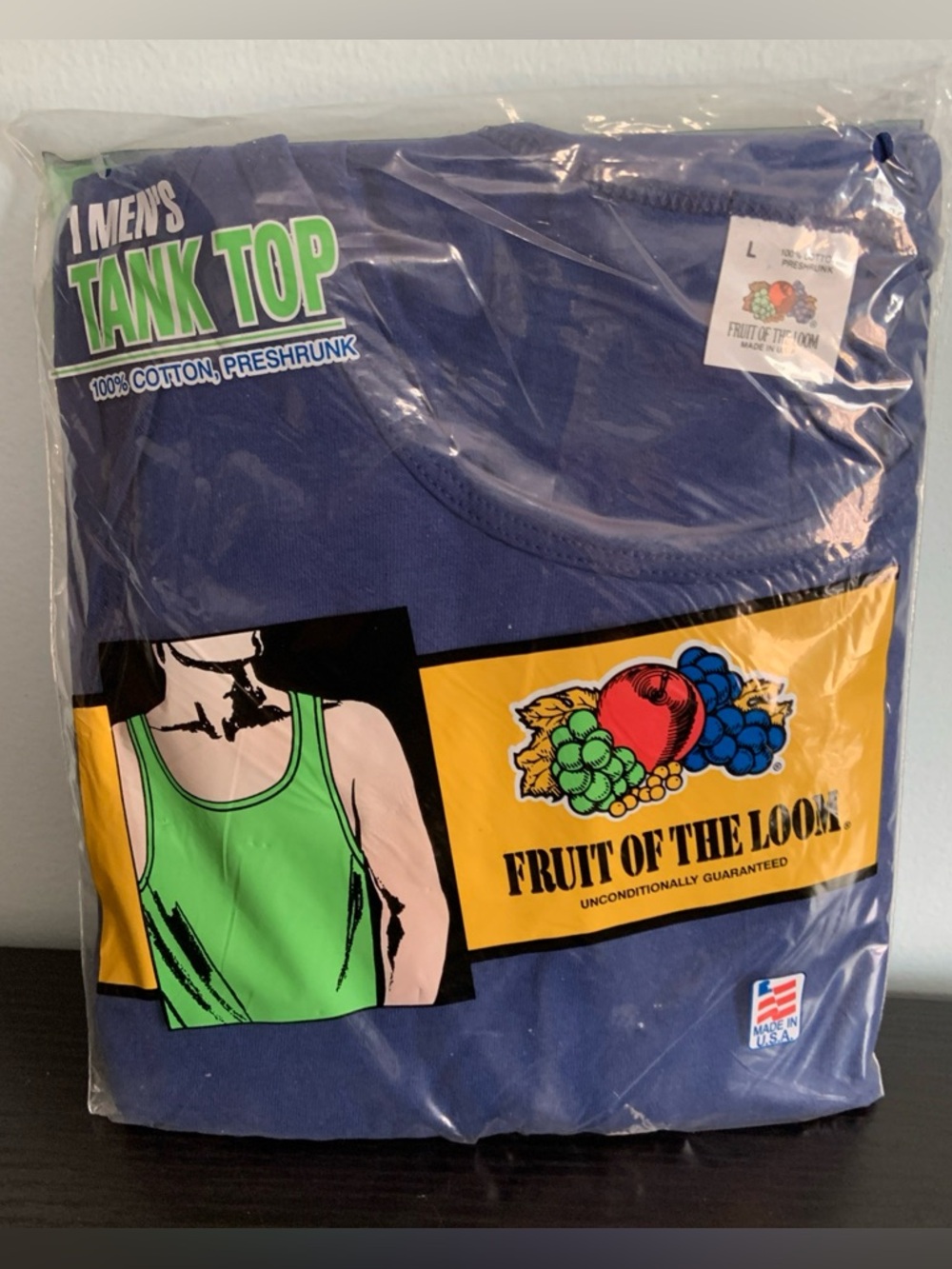 1991 Men’s Blue Fruit of the Loom Cotton Tank Top Vintage